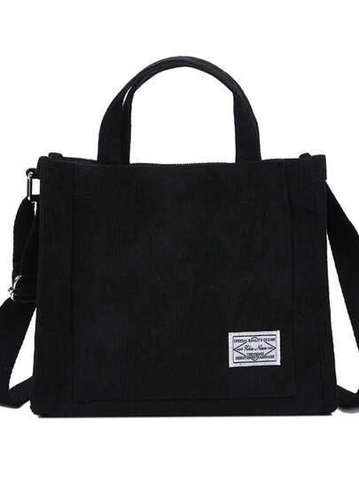 新款灯芯绒帆布手提包，女士单肩斜挎包，韩版小方包