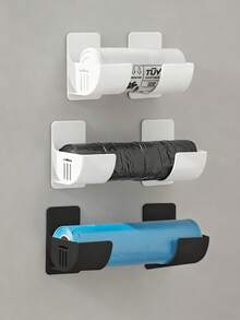 2/4pcs Non Perforated Garbage Bag Storage Rack, Adjustable Gap Kitchen Storage Rack, Wall-Mounted Kitchen Organizer, Suitable For Garbage Bags, Cling Film, Umbrellas, Rolling Pin, Cling Film Shelf, Closet Kitchen Organizer, Kitchen Storage And Organization, Kitchen Gadgets, Kitchen Storage Supplies, Kitchen Accessories, Kitchen Decoration, Mother's Day Gift - Multicolor - View 2