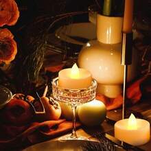 CANDLE CHOICE Battery Operated Flameless Tea Lights Realistic Flickering Electric LED Tealight Candles Set Wedding Party Halloween Christmas Decorations Table Centerpieces Batteries Included 12 Pack - 暖白色 - 查看 7