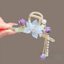1 Piece Of Women'S Fashionable And Exquisite Hairpin, Lily Of The Valley Tassel Updo Hairpin, Ancient-Style Hairpin Hair Accessory, Flower-Shaped Shark Clip. It Is An Exquisite Jewelry Hair Accessory For Women,  Gift For Holidays - E54樹枝 - 查看 8