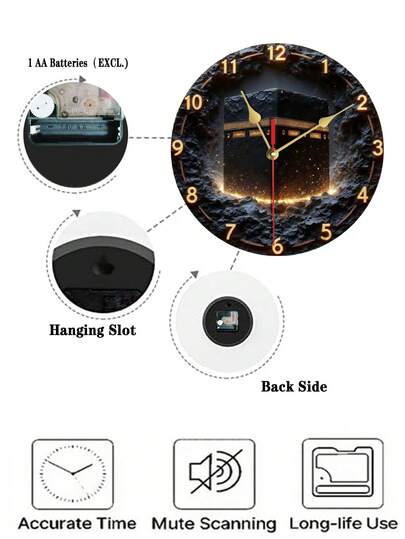 Pc 10 Inch/12 Inch Wooden Round Wand Clock, Perfect Home, Bedroom, Living Room, Etc., Bedroom Klok Moonlight Theme ation Durable Room Home view 7
