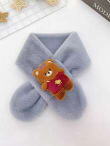 1 pezzo Sciarpa in peluche calda e carina con motivo a orsetto cartoni animati, adatta per bambini e bambine, autunno/inverno