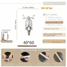 1幅帆布墙画，带框墙饰，儿童房墙画，复古旅行主题儿童房挂画，卡通汽车、热气球、摩托车装饰画，男孩房装饰画，蓝色艺术画，适用于儿童房装饰、婴儿房装饰、幼儿园装饰、男孩房/女孩房装饰、游戏室装饰 - 彩色 - 查看 23