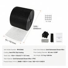 6 Inch X 100ft Solar Panel Bird Guard, Critter Guard Roll Kit With 60pcs Aluminum Alloy Fasteners, Solar Panel Guard With Rust-Proof PVC Coating, 1/2 Inch Wire Roll Mesh - Black - View 7