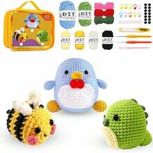 3PCS Kit de Crochet para Principiantes,Animales Crochet Kit,Kit de Inicio de Crochet Accesorios,Incluye Tutoriales en Video Paso a Paso,Aprende a Tejer Ganchos para Adultos y NiñOs,Regalo - 3PCS Animales - Ver 9