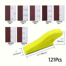 121 Stücke Micro Schleifwerkzeug-Set - Ideal für Basteleien, Holzpolitur und kleine Räume - Inklusive Mini-Handschleifer und 120 Schleifscheiben 80-600 Körnung