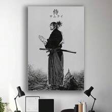 Framed  Anime Japanese Vagabond Art Poster Manga Samurai Posters Musashi Picture Black And White Ancient Painting Art Poster For Room Aesthetic And Decor Poster For Bedroom Living Room Office Decor - 框架 - 查看 3