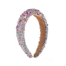 1PC, Exaggerated Baroque Style Colorful Candy Sponge Wide Headband Hair Accessory Fashion Party, Daily Casual Home Use, Family And Friends - 玫綠黃 - 查看 7