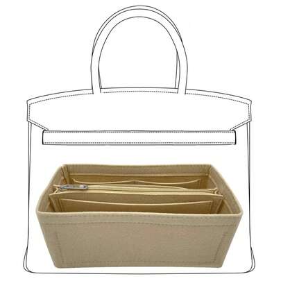 منظم حقيبة صوف للحقائب الكبيرة والشنط، إدخال منظم حقيبة يد للحقائب والشنط، حقيبة داخلية للسفر للسيدات، حقيبة تجميل محمولة للحقيبة (بيج)