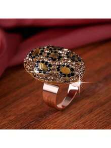 1pc Fashion Cubic Zirconia Decor Leopard Pattern Ring For Women For Daily Decoration - Multicolor - View 9