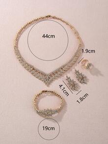 5 件/套迷人锌合金水钻花朵装饰首饰套装 女士派对装饰情人节、妈妈、母亲、母亲节、礼物