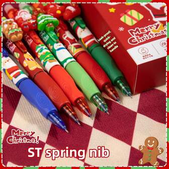 6-Piece Christmas Erasable Pens, High-Quality Refillable Erasable Pens Suitable For Elementary School Students, Thermo-Erasable Gel Blue ST Nib Rollerball Pens With Built-In Correction Function At The Tip, Ideal For Journaling, Gifting, And Sharing With Friends, Writing