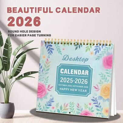 1pc 2026 Tropical Leaves Calendar Desk Planner, Monthly Planning Desk Decor Covering January To December 2026, Suitable For Back To School, Office, Home And More