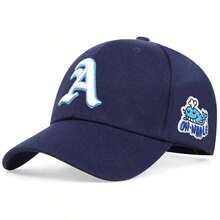 Men Whale & Letter Embroidered Baseball Cap Street - Navy Blue - View 6