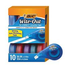 BIC Wite-Out EZ Correct Tear-Resistant Correction Tape With 39.3 Ft Of Tape, 10-Count Pack In White{Inchcolorinch:InchWhite Tapeinch} - Băng trắng - Xem 1