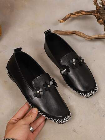 Bailarinas con hebilla cuadrada de strass de estilo casual y elegante para adolescentes, suela blanda y versátil con puntera cuadrada al estilo francés