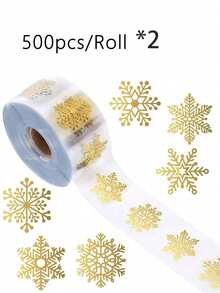 Nuevas pegatinas navideñas, pegatinas decorativas de oro transparente con forma redonda para el embalaje de regalos de comercio transfronterizo, decoración navideña