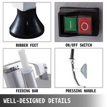 Procesador de alimentos comercial de 110 V, 2 orificios de alimentación, Cortadora de verduras eléctrica de 550 W, 1600 RPM, Procesador de verduras de acero inoxidable Desmontable 6 cuchillas, Trituración de 3 mm/4 mm/7 mm, Rebanada de 2 mm/4 mm - Plateado - Ver 6