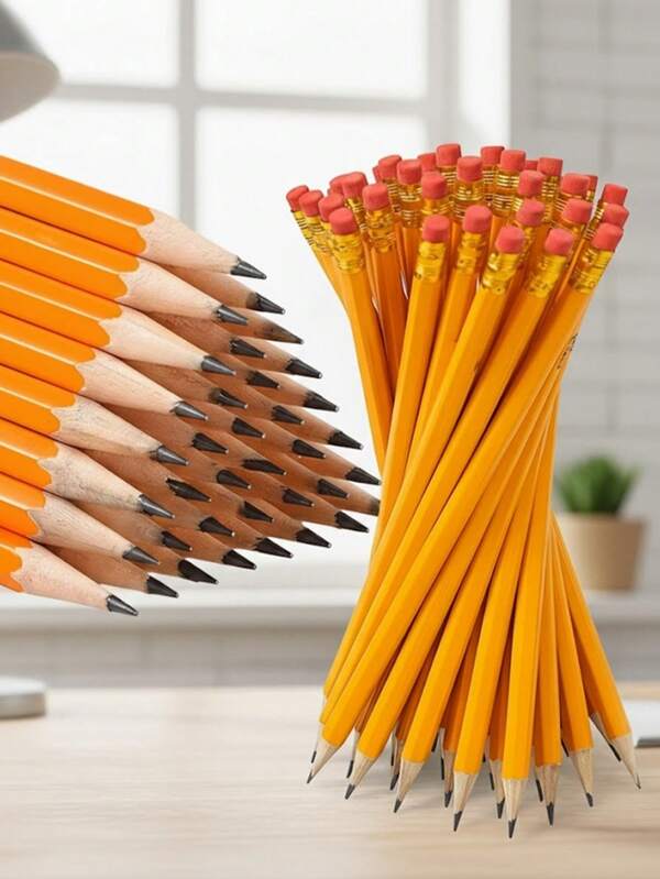 5/10/20/30/50/100 buc creioane decorative romantice galbene cu radiere, cadouri drăguțe pentru invitații de nuntă, rechizite de birou de Ziua Îndrăgostiților, cadouri minunate de papetărie școlară pentru colegi de clasă și colegi