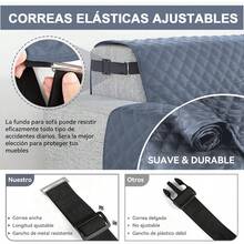 Funda de Sillón de 3 Piezas, Impermeable, Resistente a los Arañazos, Antideslizante, Funda de Sofá Lavable, Tela Ultra Suave y Elástica, con Hebilla Ajustable, Funda de Sofá Acolchada - Negro - Ver 3