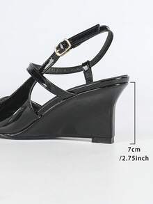 Women's Platform Slip-On Sandals, Women's Black Hollow Criss-Cross Platform Sandals - Black - View 8