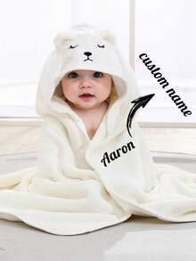 Toalla con capucha personalizada para bebé - Albornoz con capucha suave con forma de animal, adecuado para recién nacidos y niños pequeños | Regalo de bautizo, esencial para la guardería, todas las estaciones, orejas de animal 3D, regalo de baby shower, regalo perfecto - Multicolor - Ver 4