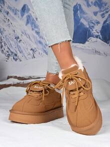 New Women Thick Sole Lightweight Snow Boots, Fashionable Thermal Lined Warm Casual Sports Winter Shoes