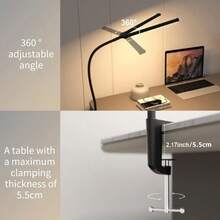 LED Desk Lamp, Dimmable Gooseneck Clamp Lamp For Office, Study, Reading, Eye Protection - Multicolor - View 4