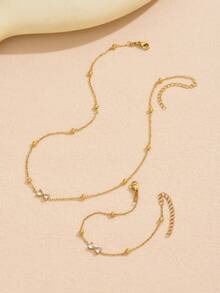 VceTd 一套可爱蝴蝶不锈钢首饰套装，适合女性日常佩戴 - 金黃色 - 查看 8