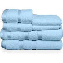 Juego de 6 Toallas de Microfibra de Secado Rápido para Baño, Gimnasio y Manos| Toallas de Baño Grandes, Toallas para Gimnasio y Toallas para Manos en un Juego de Baño - Azul cielo - Ver 2