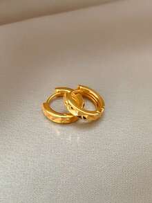 1 Pair Minimalist Fashion Crushed Ice Small Copper Ear Cuffs Suitable For Women's Daily And Party Wear - Yellow Gold - View 4