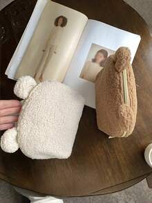 1 Stück personalisierte Damen Plüsch Kosmetiktasche, weicher Reißverschluss Make-up Beutel, Reise Kulturtasche mit großer Kapazität, tragbare Make-up Aufbewahrungsorganizer, Organizer für tägliche Notwendigkeiten, Geschenk und Reiseessentiell