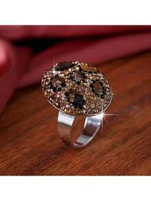 1pc Fashion Cubic Zirconia Decor Leopard Pattern Ring For Women For Daily Decoration - Multicolor - View 8
