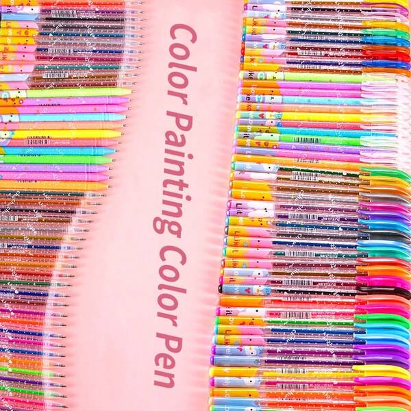 1pc 24/18/12 Colors Fluorescent Highlighter Pen, Glitter Gel Pen, Shiny Jelly Pen For Journaling, Note Taking, Outlining, Watercolor Painting