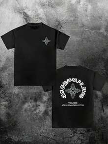 Gothic - Elegant Black - Shirt - Chest With Miniature - Motif, Back With Larger, Ornate - And - Text Graphic!% Cotton 220g Double - Sided Printed - Shirt - 黑色 - 查看 10