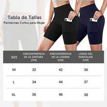 Shorts Deportivos Mujer, 2 Artículos Leggins Deportivos Cortos con Dos Bolsillos, Ajuste Ceñido para Ayudar Recoge Barriga y Lifting de Glúteos, Adecuados para Fitness, Yoga, Running y Ciclismo - G - Ver 3