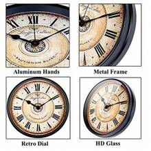2D Flat 10inch  Wood Silent Round Wall Clock - Retro European Pattern Design, Battery Operated (AA Batteries Not Included),  Wood, Roman Numerals, Various Styles, Suitable For Living Room, Bedroom, Kitchen, Office, Classroom, Coffee Shop - Home Decoration, Best Gift For Christmas, New Year's Day And Birthdays, High-Quality Printing - Nhiều màu - Xem 7
