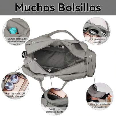 Bolsa de Gimnasia para Mujer, Bolsa de Yoga con Hebilla para Esterilla de Yoga, Bolso de Mano con Compartimento para Zapatos para Gimnasio y Viajes