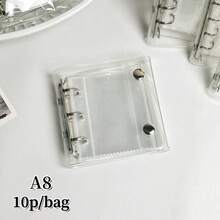 1个M5/A8/A7/A6透明活页夹，贴纸本，贴纸收纳本，双扣软皮封面计划本套，透明内页替换芯，Kpop照片收纳文件夹，大容量便携式活页夹，适用于计划本、日程本、贴纸本、密封本、学习用品、办公用品等。 - 無色 - 查看 9