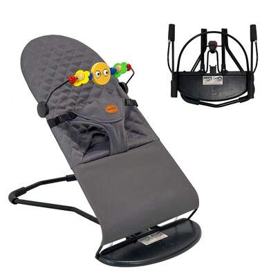  PANGDUBE Baby Rocking Chair – Sdraietta e amaca portatile per neonati con regolazione a 3 livelli, barra giocattoli rimovibile e seduta imbottita – Pieghevole, leggera e sicura per neonati fino a 12 mesi