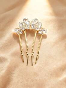 1pc Women's Elegant Rhinestone Butterfly Decorative Hair Clip, Metal Rhinestone Material, Updo Hairstyle Lightweight Luxurious Elegant Design, Butterfly Rhinestone Hair Comb, Suitable For Daily Outings, Luxury Outfits, Elegant Style Matching, Headpiece, Haircomb, Side Comb