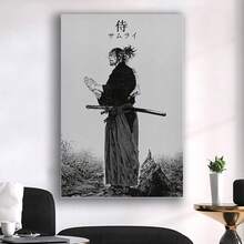 Framed  Anime Japanese Vagabond Art Poster Manga Samurai Posters Musashi Picture Black And White Ancient Painting Art Poster For Room Aesthetic And Decor Poster For Bedroom Living Room Office Decor - 框架 - 查看 4