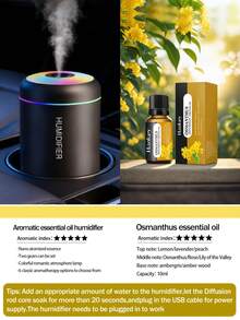 Humidificador USB y difusor de aromaterapia, con niebla fría de 180ml, funcionamiento silencioso, luz nocturna, diseño portátil, adecuado para dormitorio, escritorio, oficina y hogar - Ambientador de aire, humidificador de dormitorio, humidificador de escritorio, decoración de habitación, tecnología acústica de pulverización (purificador de aire, difusor, humidificador para dormitorio)