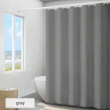 Solid Color Grey Waterproof Shower Curtain, Modern Polyester Partition Curtain, For Bathroom Home Bathroom Decor Fall Decor Bathroom Accessories Back To School - Grey - View 17