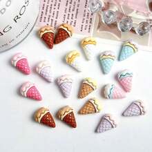 10/30/50pcs Mini Ice Cream Cone Resin Charms, Suitable For DIY Phone Case, Hair Accessories And Craft Kits - Random Mix - Multicolor - View 4