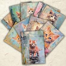 20 بطاقة بريدية مجموعة بطاقات بريدية بأسلوب لوحة زيتية للقطط الجميلة، بطاقات تهنئة قابلة للكتابة، بطاقات رسائل بأسلوب رسوم توضيحية للحيوانات مرسومة باليد، تحيات العطلات، هدية لعشاق القطط، ديكور، بطاقات بريدية بسيطة