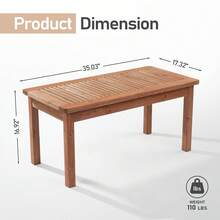 In/Outdoor 35-44in Farmhouse Side Wood Accent Coffee Table Patio - 35in-dark Brown - View 13