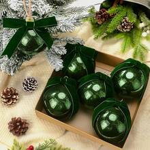 6 Piezas 10 Adornos Navideños Grandes Vintage de Vidrio de Mercurio con Lazo Terciopelo Adornos Navideños Colgantes Bolas Vidrio para Decorar el Árbol Navidad(Rojo) - Verde - Ver 12