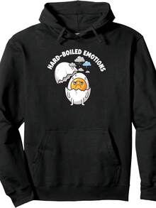 Cracked Yolk Hard-Boiled Emotions Funny Egg Pun Cartoon Food Pullover Hoodie - 款式5 - 查看 1