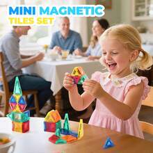 Mini Size Magnetic Building Blocks - STEM Toys Construction Set With DIY Magnetic Tiles, Learning Educational Magnet Toys, Random Colors For Birthday Gift - Multicolor - View 8